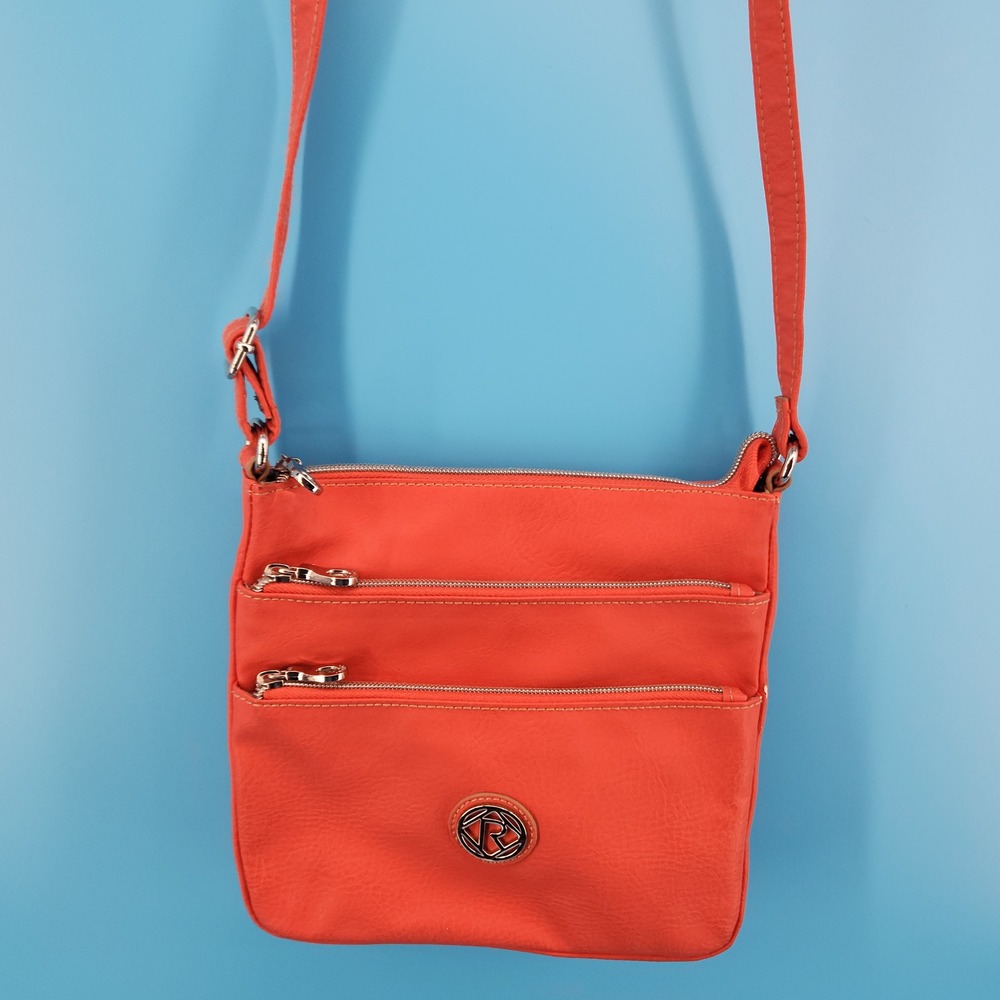 Relic Coral Orange Faux Leather Crossbody Bag Purse Adjustable Strap RLH4224